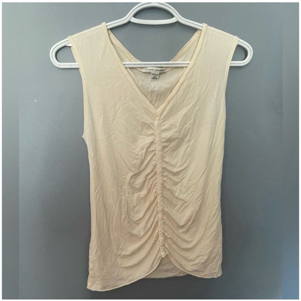Banana Republic Cream Ruched Tank Top Women's Size Small Casual Blouse